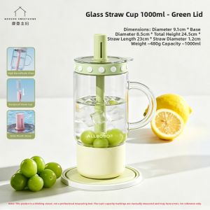 MODERN SWEETHOME | Aesthetic Borosilicate Glass Cup with Lid and Straw