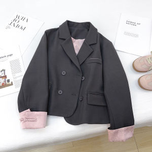 New Chinese Style Short Pink Sleeve Color Block Womens Suit Jacket Casual Versatile Top for Small Figures Spring Fashion