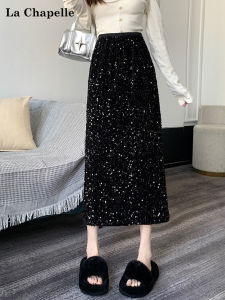 Váy Midi Chữ a Nhung La Chapelle Cho Nữ Mùa Thu Đông 2025 Váy Midi Cạp Cao Thường Ngày Bằng Polyester Không Cần Ủi