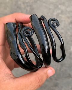 Gelang Akar Bahar Hitam Natural Ekor Melingkar Lentur