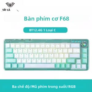 Bàn Phím Cơ AULA F68 2.4G/Bluetooth/Có Dây Keycaps Trong Suốt Đèn Nền Nhiều Màu Bàn Phím Chơi Game 68 Phím Có Công Tắc Trao Đổi Nóng