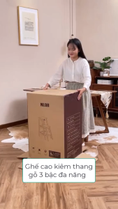 Ghế thang gấp gọn ghế decor đa năng ghế thang thắp hương gỗ tự nhiên sơn PU cao cấp bảo hành 2 năm