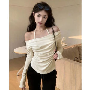 Pure Desire Purple Swing Collar Fake Two-Piece T-shirts Inner Wear Female 2024 Autumn New Arrival Korean Style Elegant Slim-Fit Crop-Top