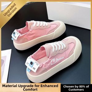 CHAODONG | Pink Breathable Student-Friendly Thick Sole Canvas Shoes