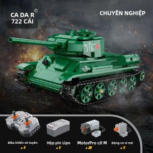 Bộ Lắp Ráp Mô Hình Xe Tăng Hạng Trung T34 Điều Khiển Từ Xa Thế Chiến II 727 Chi Tiết Tương Thích Với Đồ Chơi Lắp Ráp Quân Sự RC City Dành Cho Bé Trai