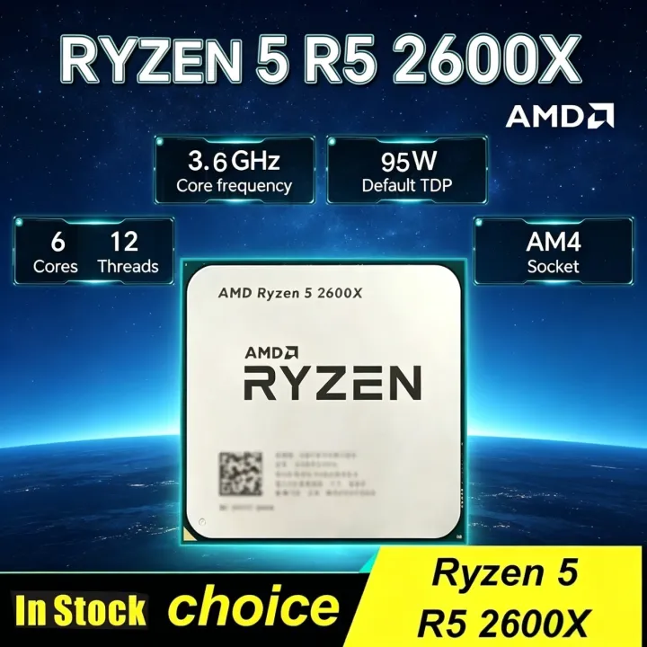 AMD | AMD Ryzen 5 2600X R5 2600X 3.6GHz 6-Core 12-Thread High Performance Desktop CPU Processor Socket AM4 Gaming PC Processor