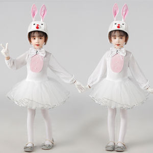 Childrens Animal Performance Costume Cat Cartoon White Rabbit Dance Performance Dress Stage Tulle Skirt Childrens Fashion