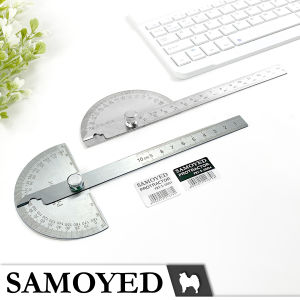 Penggaris Busur Derajat / Sudut Besi / Stainless Steel Protractor / Angle Ruler / Finder 180 / Half Circle Samoyed PRT-S