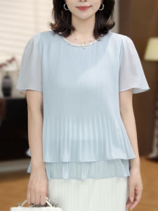 DAIXIANGFEIZI | Chiffon Fashionable Mom-friendly Short-sleeve Blouse