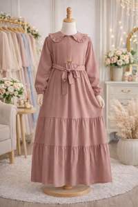 Gamis anak perempuan usia 2-11thn bahan woolpeach kualitas bagus