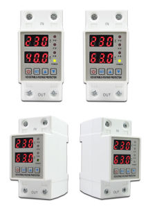 Dual Display 63A 40A 80A 230V Din Rail Adjustable digital Over Under Voltage Relay Surge Protector Limit Over Current Protection