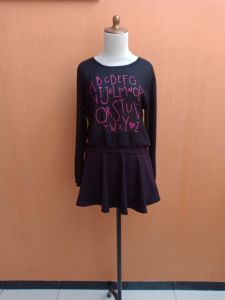 atasan sifon wanita hitam NUMBER61 cewek M L blouse lengan panjang cute santai