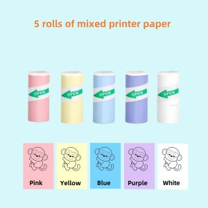 Self-Adhesive Thermal Paper Set - Mini Portable Hot-Sensitive Printer with Cute Face Design No Printer Needed 57x25mm