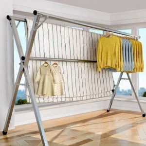 Stainless Steel Foldable Indoor Outdoor Double Rod Clothes Drying Rack
