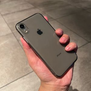 Rounded Texture Silicone Phone Case for iPhone XR Deep Black Grey Transparent Anti-Fall Full Cover Protection Apple XR Soft Shell