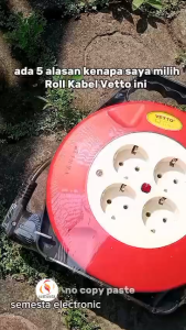 Roll Kabel Vetto SNI Panjang 15 Meter - Maksimum 1600 Watt - Kabel Tebal 2x075 / Stop Kontak Kabel