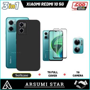 PROMO PAKET MURAH 3 IN 1 CASE XIAOMI REDMI 10 5G SOFTCASE SLIM BLACK MATTE LIQUIT + ANTI GORES CERAMIC MATTE ANTI SPY + SKIN CAMERA LENS
