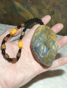 Hetian Qinghua Pebble Nephrite with yellowish oxidization Dragon Phoenix Pi Xiu Ancient Coin and Ancient Chinese Characters Jade handheld piece (with certificate) 和田玉青花籽玉黄沁皮龙风貔貅篆体千字文大手把件(带证书)《千字文》天地玄黄 宇宙洪荒