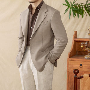 Anti-wrinkle Hemp Silk Herringbone Pattern Suit