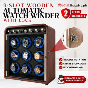 9-Slot Wooden Automatic Watch Winder with Luxurious Quality and Design | 2 YRS Local Warranty