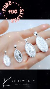 KC Jewelry S990 Pure Silver Oval GuanYin Pendant