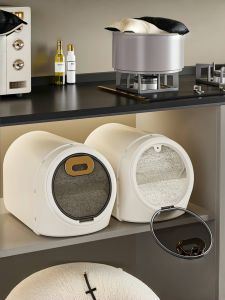Home Use Rice Storage Container Moisture Proof Pest Control Sealed Flour Rice Bucket Kitchen Storage Jar Nordic Style Plastic