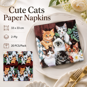20pcs/Pac New Colorful Printing Napkins Party Tissue Paper Facial Tissue Wedding Tissue Paper Diekubat Paper Napkins Cat Pattern