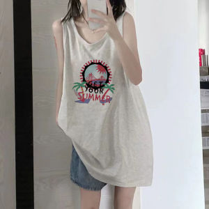 Áo Thun Nữ Không Tay Cổ Trễ Cotton Mỹ Mùa Hè Quần Áo Bóng Rổ Rộng Rãi Thoải Mái Thoáng Khí Phong Cách Thường Ngày