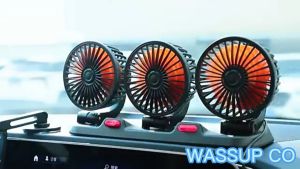 Car Fan 24V Three Headed Auto Cooling Air Fan 360 Degree Rotation Powerful Quiet 2 Speed 12V/24V Car Truck Special Powerful Cooling Fan