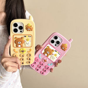 💯【Phone Case】+FREE Shipping 💯 Funny 3D Cartoon Rilakkuma Bear Phone Style Soft Silicone Cover For iPhone 16 15 14 13 12 Pro Max Shockproof Silica Gel Cover