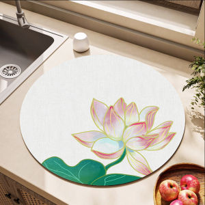 New Chinese Style round Water Absorption Pad Silicon Dendroid Kitchen Table Mat Tea Table Pad Countertop Protection Pad