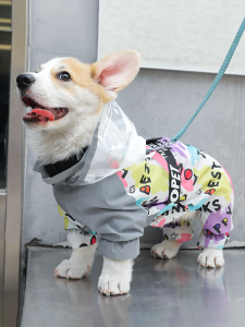 Corgi Raincoat Four-Legged Waterproof All-Inclusive Rain Cape Small and Medium-Sized Dogs Rainy Day Pet Umbrella Dog Rain Special Clothes