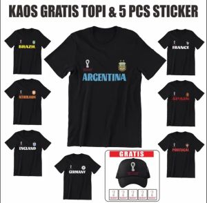 KAOS PIALA DUNIA 2022 // KAOS DISTRO PRIA PIALA DUNIA BONUS TOPI // JERSEY PIALA DUNIA