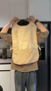 COD Over 1pc Apron Stain-Resistant Waterproof Sleeveless Apron Breathable Anti-Dirty Wipeable Hand Kitchen Apron with Cute Bunny Logo