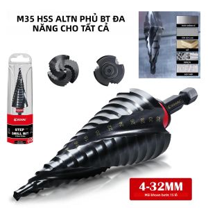 1 Mũi Khoan Bậc Thang Xoắn Ốc Phủ AlTiN M35 4-32mm 15 Bước Mũi Khoan Côn Thép Tốc Độ Cao Dụng Cụ Gia Công Kim Loại