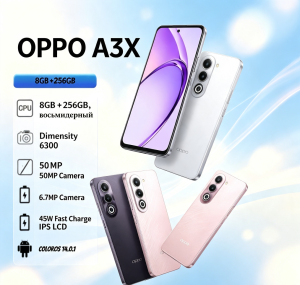 OPPO | 2026 new phones OPPO A3X Smartphone 8GB RAM 256GB ROM Mediatek Helio P35 Octa-Core 6.5 HD+ Display Dual 13MP + 2MP Camera