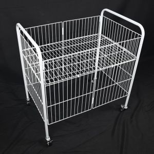 Foldable Mobile Stall Small Cart Retractable Display Stand Basket with Wheels Promotional Rack Iron Material from Guangdong