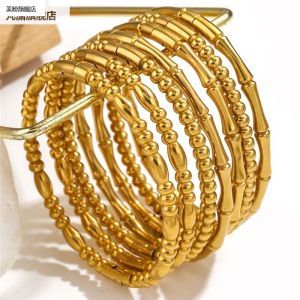 Fashion Bamboo Titanium Steel Bracelet Female Summer Niche Cold Wind Stainless Steel Retro Internet Hot Bamboo Ornament Easiest for Match