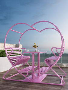 Outdoor Heart Swing Chair Courtyard Decoration Net Red Scenic Spot B & B Decoration Clock-in Couple Heart-Shaped Table and Chair