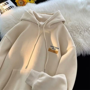 Heavyweight Hoodie Sweatshirt Mens Fleece Lined Thickened Oversize American Loose Large Size Outerwear for Teens And Young Adults