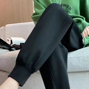 High-Waist Slimming Womens Sport Pants Loose Ankle-Length Casual Polyester Fiber Lightweight Summer Fashion Elastic Waist Band