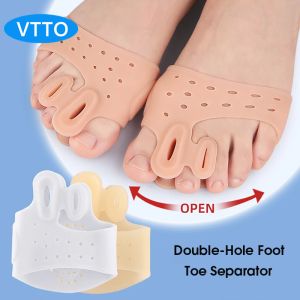 VTTO 1Pair Gel Toe Separators Metatarsal Pads Double Hole To Prevent Thumb Inversion Thickened Shock Absorption Orthodontic
