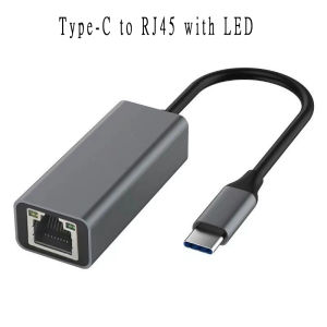 Zyxo® USB-C USB 3.0 to RJ45 Ethernet Adapter 100Mbps Fast LAN Converter LED Aluminum Case Plug and Play