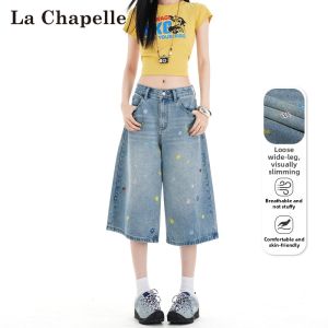 La Chapelle | American Embroidery Capri Jeans Mid-rise Wide Leg
