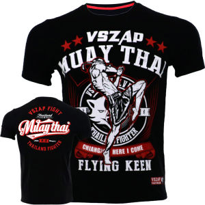 Vszap Thailand UFC Muay Thai Boxing Clothes Fighting T-shirt Broadcast Sports MMA Fitness Short Sleeve Casual Cotton Competition Men