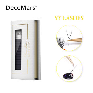 DeceMars YY Shape Black Brown Eyelashes Extensions Two Tip Lashes C/D Curl High Quality Idividual