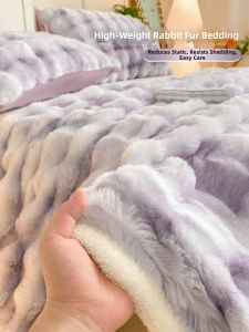 Kiss Dear | Fluffy Rabbit Fur Bedding Single Bed Sheet Warm