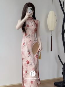 Red Rose New Style Modified Sleeveless Cheongsam