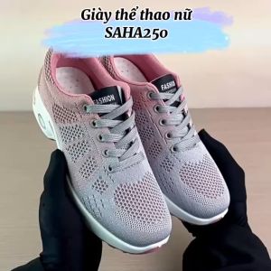 Giày thể thao nữ size lớn 44 43 42 41 SAHA250 chất vải thoáng mát đệm khí êm chân màu đen hồng tím sneaker bigsize