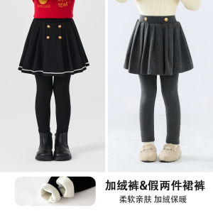 Girls Fleece Lined Skirt Casual Style Pleated Winter Fashion Childrens Clothing Bottoming Trousers Dress Moon Kids Brand